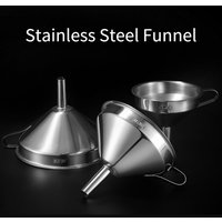 Stainless Steel Pouring Funnel Oil Pouring Funnel Liquid Pouring Funnel Large Opening 304 Stainless Steel Reinforced Kitchenware