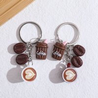Minimalist Creative Coffee Cup Keyring Charming Coffee Bean Bag Charm Car Keyring Accessory