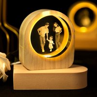 Custom 3D Crystal Ball Photo Lamp Wooden Base Romantic Night Light Personalized Couple Photo Decor Gift for Valentine's Day