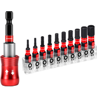 Geinxurn HEX Metric 1.0-8 with Impact Holder, Wrench & Holder, Impact Bits Set, S2 Steel, for Auto Repair and Home Use