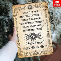 2D Vintage Gothic Metal Wall Art Sign "Only Good May Enter Here" - Iron Mystical Decor with Protective Symbols, Retro Wall Decor