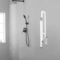 Foldable Toilet Safety Rail for Elderly, Adjustable Bathroom Grab Bar Stainless Steel, Anti-Slip Flip Up Handrail for Shower