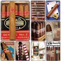 Metal Aluminum Poster Cigar Plaque Retro Metal Plate Gentleman Smoke Cigar Whisky Vintage Sign Bar Club Man Cave Wall Decor