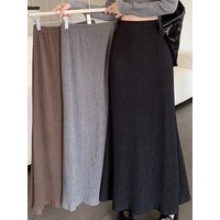 Elegant High Waist A-Line Skirt Women's Slim Fit Summer Fairy Tale Style Fish Tail Skirt Commute Style Pure Color Skirt