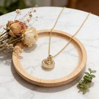 Gold Plated Bowknot Planet Pendant Necklace With Clear Zirconia Dainty Sparkling Elegant Fashion Clavicle Chain For Women Gift