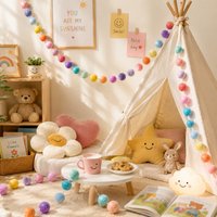 2m Colorful Pom-Pom Hanging Ornaments Nordic Series Felt Ball Garland Children's Room Home Decoration DIY Crafts