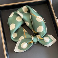 Retro Double Border Polka Dot Satin Silk Square Scarf Anti Wrinkle Neck Decor Bag Hair Tie Pocket Square Women Accessory
