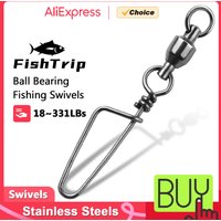 FishTrip 20Pcs Fishing Snap Clip Swivels Saltwater Connector Stainless Steel Corrosion Resistant Black Nickel Coating