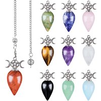 Natural Crystal Pendulum Pendant Triple-Phase Moon Waterdrop Yoga Meditation Adjustable Frequency Natural Stone Pendulum Gift