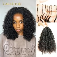 Natural Black Color Burmese Curly Feather Crochet Hair Extensions Knotless Pre-Separated Burmese Curly Hair 100% Human Hair