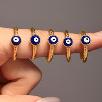 Simple Eye of eveil Stainless Steel Rings For Women Gold Plated Waterproof Finger Ring Charm Luxury Jewelry Gift Wholesale