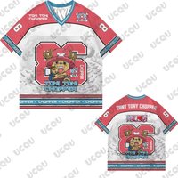 One Piece Tony Tony Chopper Print Football Jersey For Men Women Summer V-neck T-shirt Cosplay Tees Sports Oversized Kids Tops