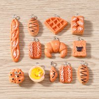 Tusember 10Pcs Cute Waffle Croissant Charms Resin Cookies Biscuit Pendants for DIY Jewelry Keychain Bracelets Making Accessories