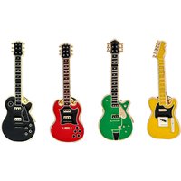Cartoon guitar brooch, fashion accessory, funny metal guitar brooch, rock band guitar enamel pin, denim shirt