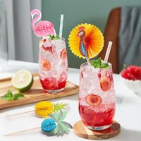 Hawaiian Cocktail Appetizer Picks Tropical Toothpicks Party Decor Drinks Umbrella Bamboo Skewers Flamingo Palm Leaf Sticks