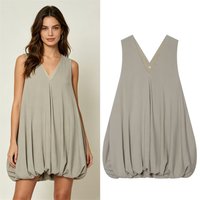 Women's Dress 2026 Summer European Style Casual Sleeveless Fluffy Elegant Fashion Street Loose Chic Strappy Women's Dress