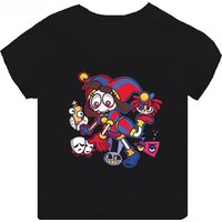 High-quality Casual Cotton T-shirts Boys Girls Cute Short-sleeved New Digital Circus Print T-shirts for Girls, Children's Tops