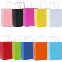 5-50Pcs Paper Gift Bags With Handles 10 Colors Kraft Brown Paper Party Favors Gift Tteat Bags for Birthday Wedding Baby Shower