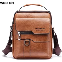 WEIXIER Men Crossbody Bag Shoulder Bags Vintage Men Handbags Large Capacity PU Leather Bag For Man Messenger 가방 tote bolsa purse