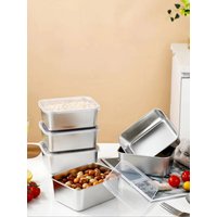 6-Piece Stainless Steel Food Storage Containers Set With Lids - Leakproof, Stackable & Reusable For Camping, Picnics, School