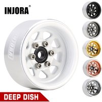 INJORA 1.0 Beadlock Wheel Rim Deep Dish Negative Offset 3.78mm Stamped Steel Hub for RC Crawler Car Axial SCX24 TRX4M (W1004)