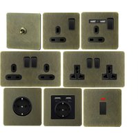 Home Improvement Stainless Steel Bronze Pattern Panel UK Socket Wall Light Toggle Switch Vintage Featured Personality