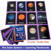15Pcs The Solar System English Flashcards for Kids Baby Double Sided Space Planets Astronomy Science Educational Learning Cards