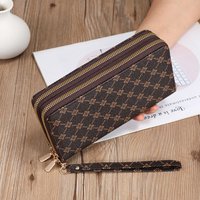 Trend Printing Long Large-capacity Wallet European and American Multifunctional Zipper Wallet Retro Fashion Large Zipper Wallet