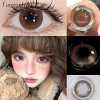 FUNSACHY 1 Pair Big Eyes Colored Contact Lenses Natural Brown Eyes Lens Gray Pupils Eyes Makeup Korean Style Contact Yearly Use