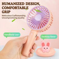 Cute Animal Mini Fan USB Rechargeable Handheld Portable Desk Fan With Removable Battery 3 Speeds Silent Airflow For Kids Girls