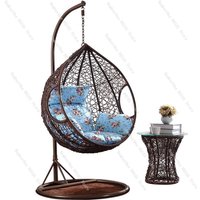 Rattan hanging basket swing chair with cozy cradle shape,suitable indoor balcony or living room relaxation,soft cushion seating