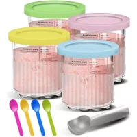 4Piece sets Creative Ice Cream PC Cup Creami Ice Cream Storage Containers With Lids and Scoop Apply to Ninja Creami NC500 NC501
