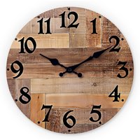 Rustic Retro Wood Grain Wooden Wall Clock for Living Room, Bedroom, Kitchen, Home Decoration, Silent Quartz Clock, Holiday Gift, 10 Inches, 12 Inches (No Battery)