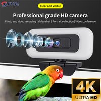 4K UHD Webcam With Autofocus, 3-Level Ring Light, Privacy Cover, 360° Rotation, Tripod, Plug & Play For Streaming & Video Calls