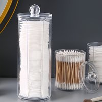 1 pc Clear Qtip Holder Cotton Pad Dispenser with Lid, Bathroom Vanity Cosmetic Organizer