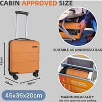 JLY 45x36x20cm Cabin Suitcase for EasyJet, TSA Lock, Hard Shell, Lightweight, 4 Spinner Wheels, Water-Resistant Carry-On Bag