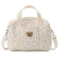 Baby Diaper Bag Portable Mommy Crossbody Handbag Fits Bottles & Nappies Cute Bear Floral Print Travel Organizer for Mom