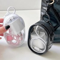 Transparent Charging Cable Storage Bag, Mini Portable Earbud Pouch with Hook