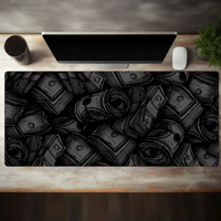 Modisches schwarzes Mauspad mit Banknotenmuster, 2 mm rutschfeste Gummibasis, tragbares Desktop-Pad, speziell für Gamer konzipiert
