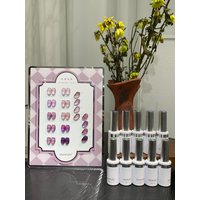 10-color grape purple cat-eye gel nail polish set with color chart. DIY nail art with captivating charm, suitable for various ho