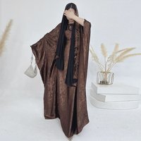 Stylish Butterfly Kaftan Women's Dresses Elegant Shiny Polyester Caftan Abaya Batwing Style Islamic Clothing Abaya Loose Robes