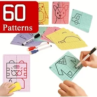 60 Patterned Reusable Symmetry Drawing Cards, Pen Art Training Set, Portable Educational Activities, Christmas and BirthdayGifts