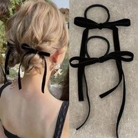 2/8pcs Fashion Black Velvet Bow Hair Ties for Women Girls Party Hair Accessories