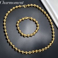 Luxury Dubai Jewelry for Women 18k Gold Plated Copper Punk Necklace Bracelet Jewelry Set Wedding Anniversary Christmas Gift
