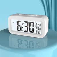 LCD Digital Alarm Clocks with Temperature Calendar Desktop Clock for Bedroom Office Bathroom Battery Powered Home Decoration