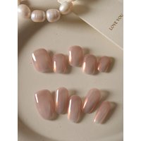 10Pcs Acrylic Press on Nails Pink Aurora Minimalist Gradient Fake Nails Includes 1 Sheet Adhesive Tabs & 1 Pc Mini File