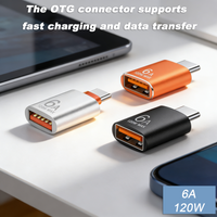 120W Orange Black Silver USB-C to USB Adapter, High-Speed for Phones, Laptops, Tablets & Peripherals