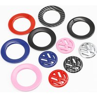 ABS Carbon Fiber Pattern Car Logo Steering Wheel Decoration Sticker Accessories For VW Passat Golf 5 6 R Line Gti Polo Scirocco