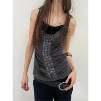 2026 Summer New Ins Original Host Metal Decorated Women's Trendy Fashion Strappy Vest