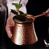 Turkish Coffee Pot Hand Hammered Copper Drip Coffee retro Milk easy to use Cup Mocha Pot Brass Handle Coffee Accessories
